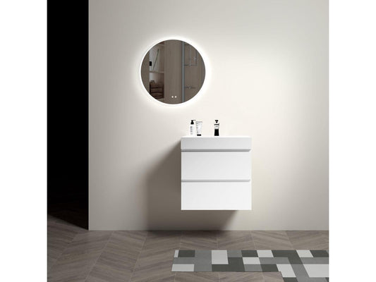201 Alice 24 White Bathroom Vanity with Sink, Large Storage Wall Mounted Floating Bathroom Vanity for Modern Bathroom, One-Piece Sink Basin without Drain and Faucet